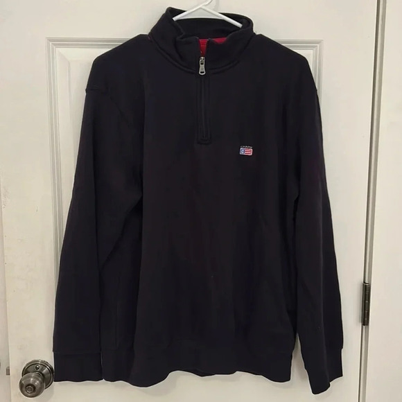 Chaps blue fleece quarter zip sweatshirt size large mock neck - Picture 2 of 6